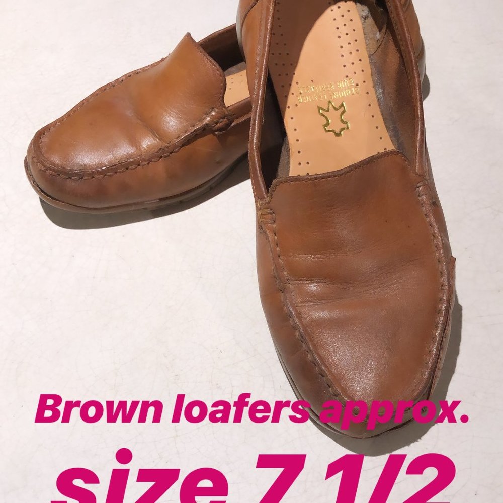 brown leather loafers